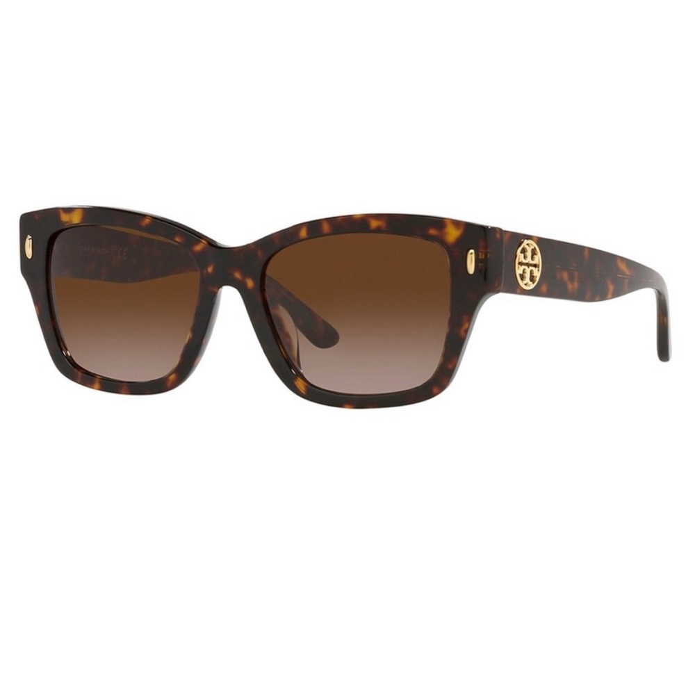 NWT Tory Burch Dark Tortoise Brown Gradient Square Sunglasses